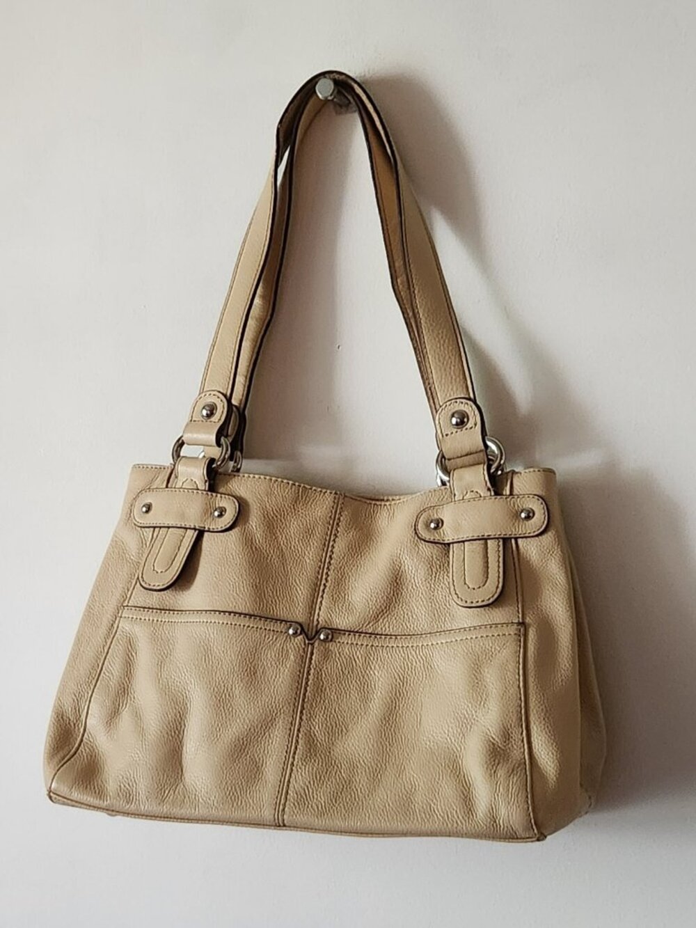 Tignanello shoulder bag cream large leather GUC